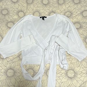 Forever 21 long sleeve cropped tie front top